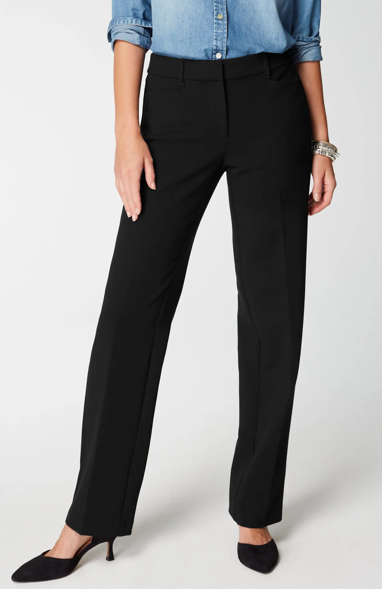 Angled-Pockets Straight-Leg Pants