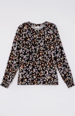 Artistic Leaves Printed Satin Top