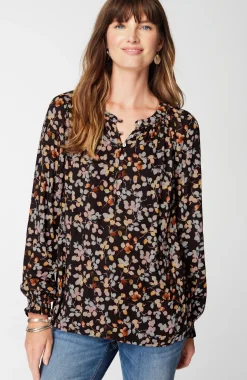 Artistic Leaves Printed Satin Top