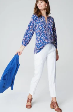 Border-Printed Floral Top