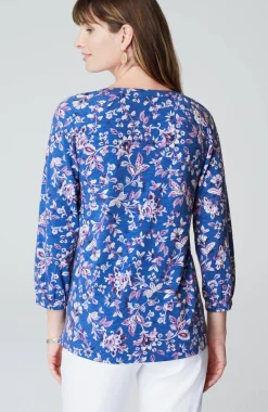 Border-Printed Floral Top