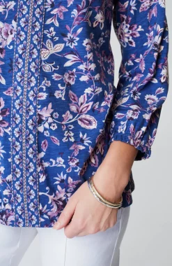 Border-Printed Floral Top
