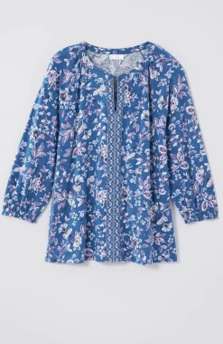 Border-Printed Floral Top