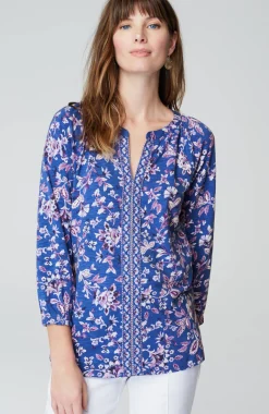 Border-Printed Floral Top