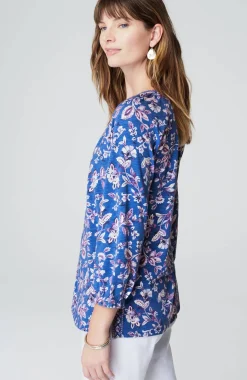 Border-Printed Floral Top