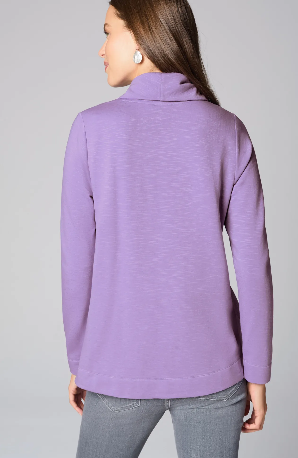 Brushed-Fleece Cowl-Neck Knit Top