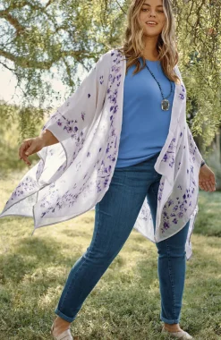 Butterfly-Printed Ruana