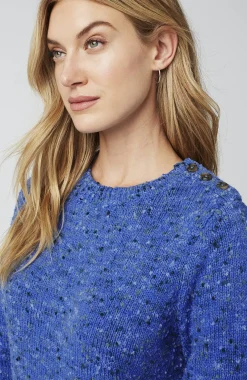 Buttoned-Shoulder Pullover Sweater