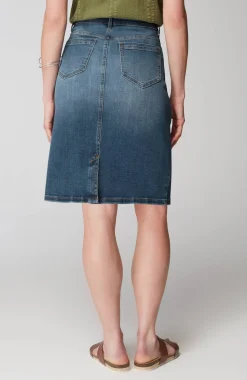 Button-Fly Denim Skirt