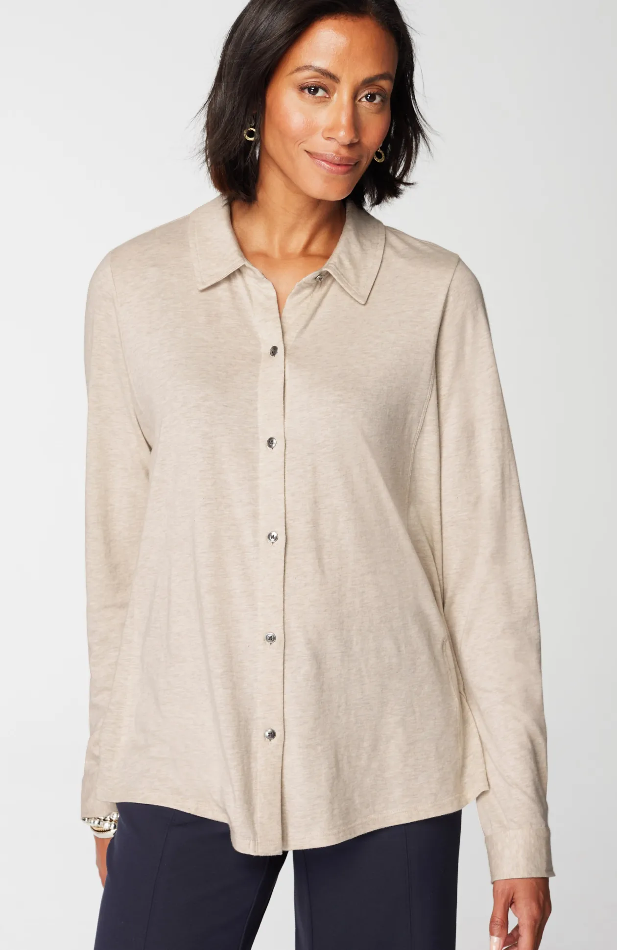 Button-Front Knit Shirt