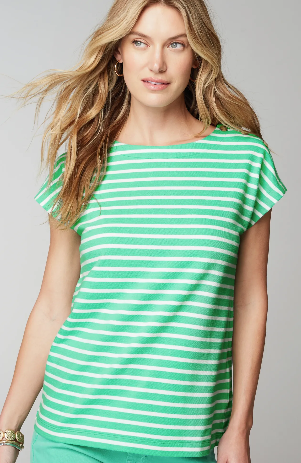 Button-Shoulder Top