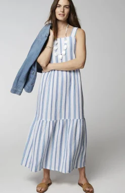 Cabana-Striped Midi Dress