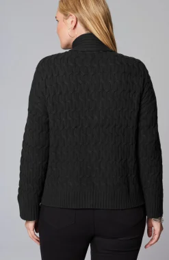 Cabled Button-Front Cardi
