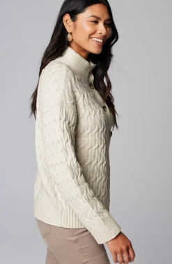 Cabled Button-Front Cardi