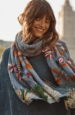 Compassion Fund Embroidered Birds Jacquard Scarf