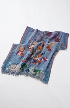Compassion Fund Embroidered Birds Jacquard Scarf