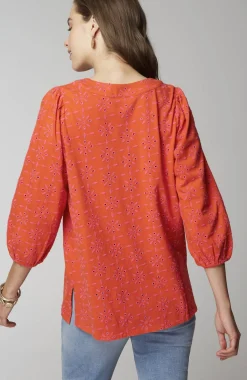 Contrasting-Eyelet Tunic