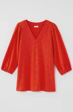 Contrasting-Eyelet Tunic