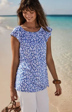 Convertible-Shoulder Ruffled Top