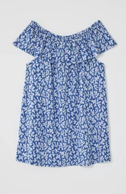 Convertible-Shoulder Ruffled Top