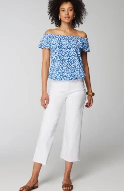 Convertible-Shoulder Ruffled Top