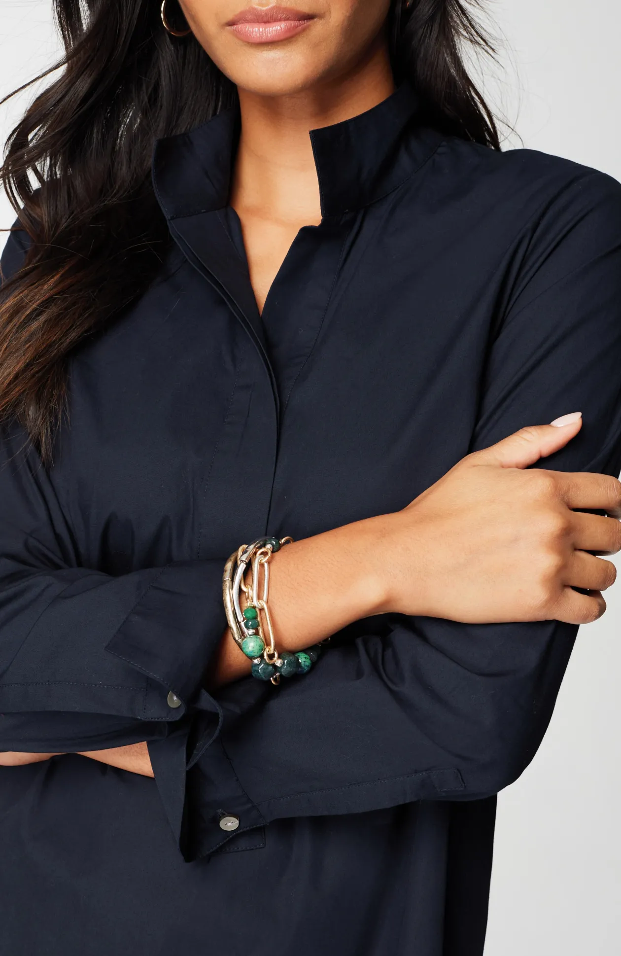 Cotton Stand-Collar Tunic