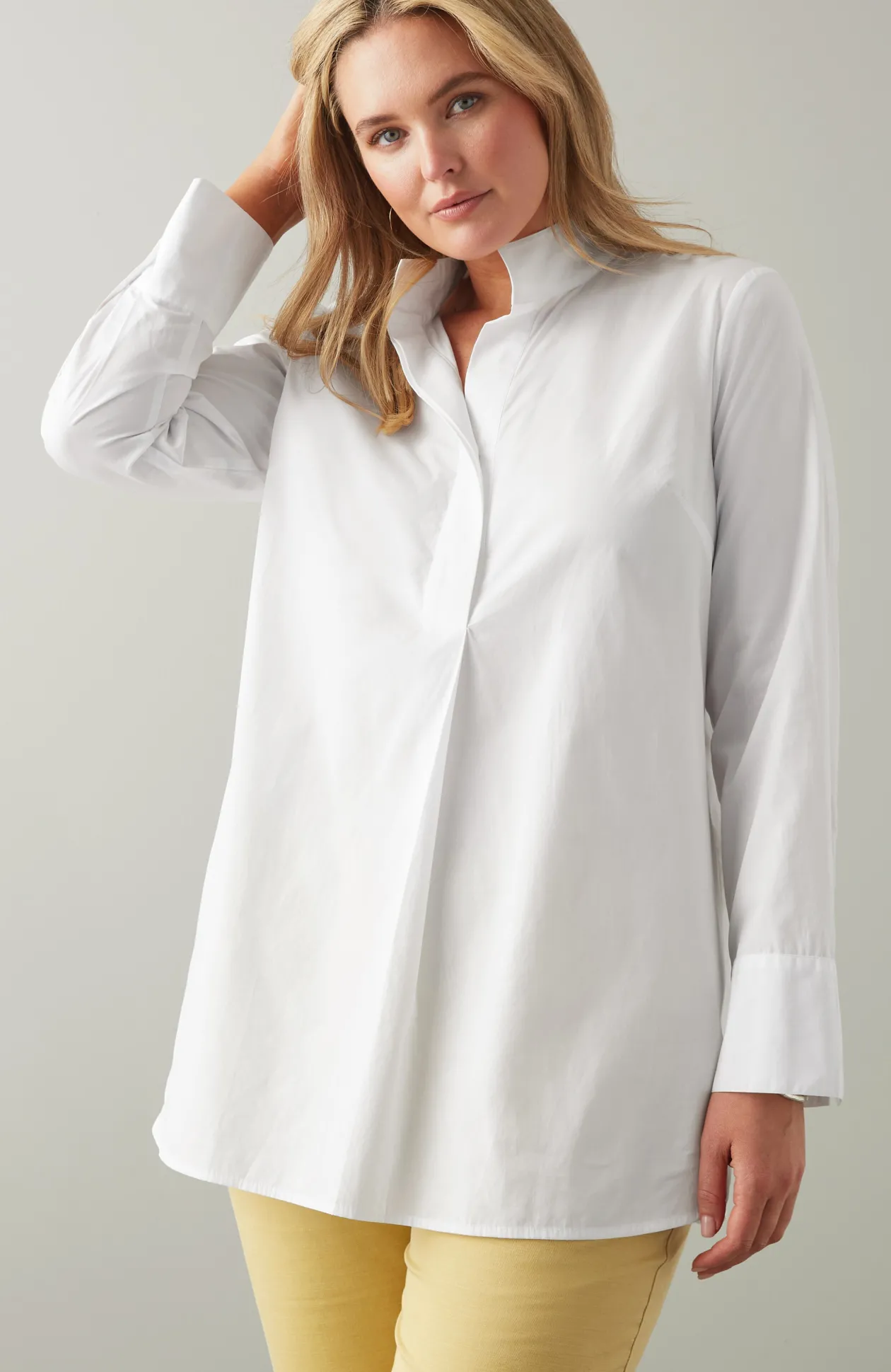 Cotton Stand-Collar Tunic