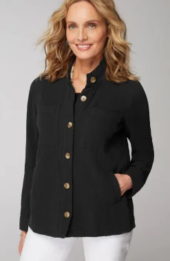 Cotton-Gauze Button-Front Jacket