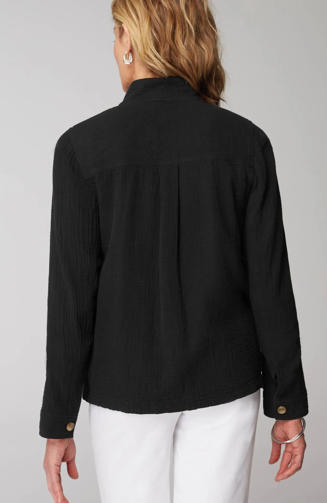 Cotton-Gauze Button-Front Jacket
