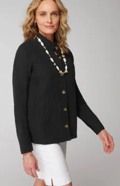 Cotton-Gauze Button-Front Jacket