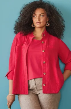 Cotton-Gauze Button-Front Jacket