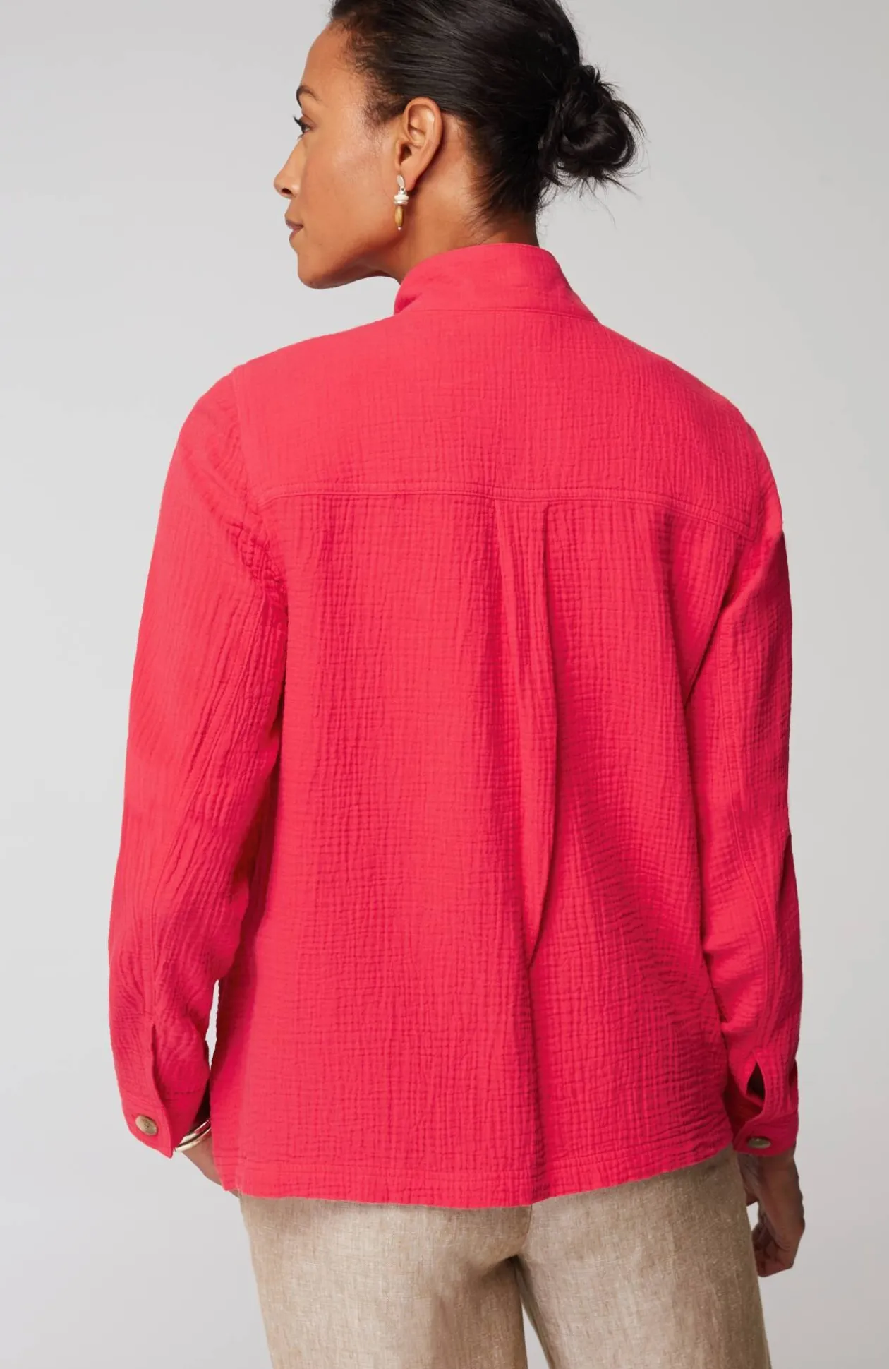 Cotton-Gauze Button-Front Jacket