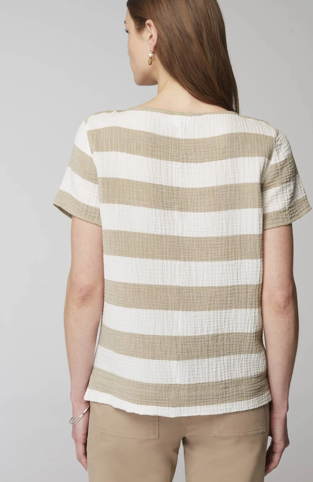 Cotton-Gauze Cap-Sleeve Top