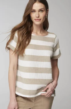 Cotton-Gauze Cap-Sleeve Top