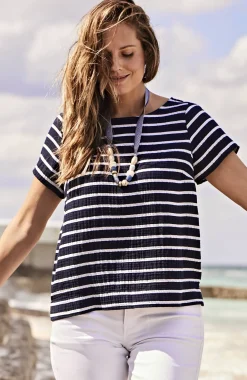 Cotton-Gauze Cap-Sleeve Top