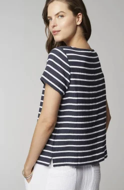 Cotton-Gauze Cap-Sleeve Top