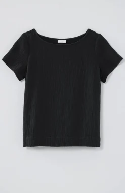 Cotton-Gauze Cap-Sleeve Top