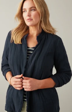 Cotton-Gauze Fringe Jacket