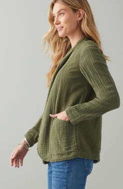 Cotton-Gauze Fringe Jacket