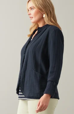 Cotton-Gauze Fringe Jacket