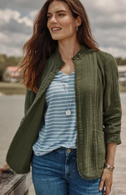 Cotton-Gauze Fringe Jacket