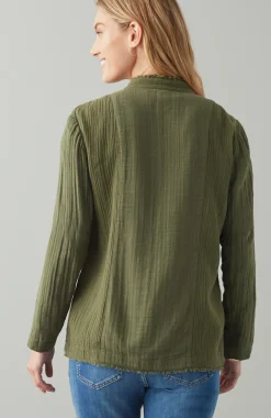 Cotton-Gauze Fringe Jacket