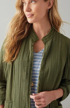 Cotton-Gauze Fringe Jacket