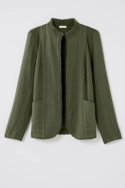 Cotton-Gauze Fringe Jacket