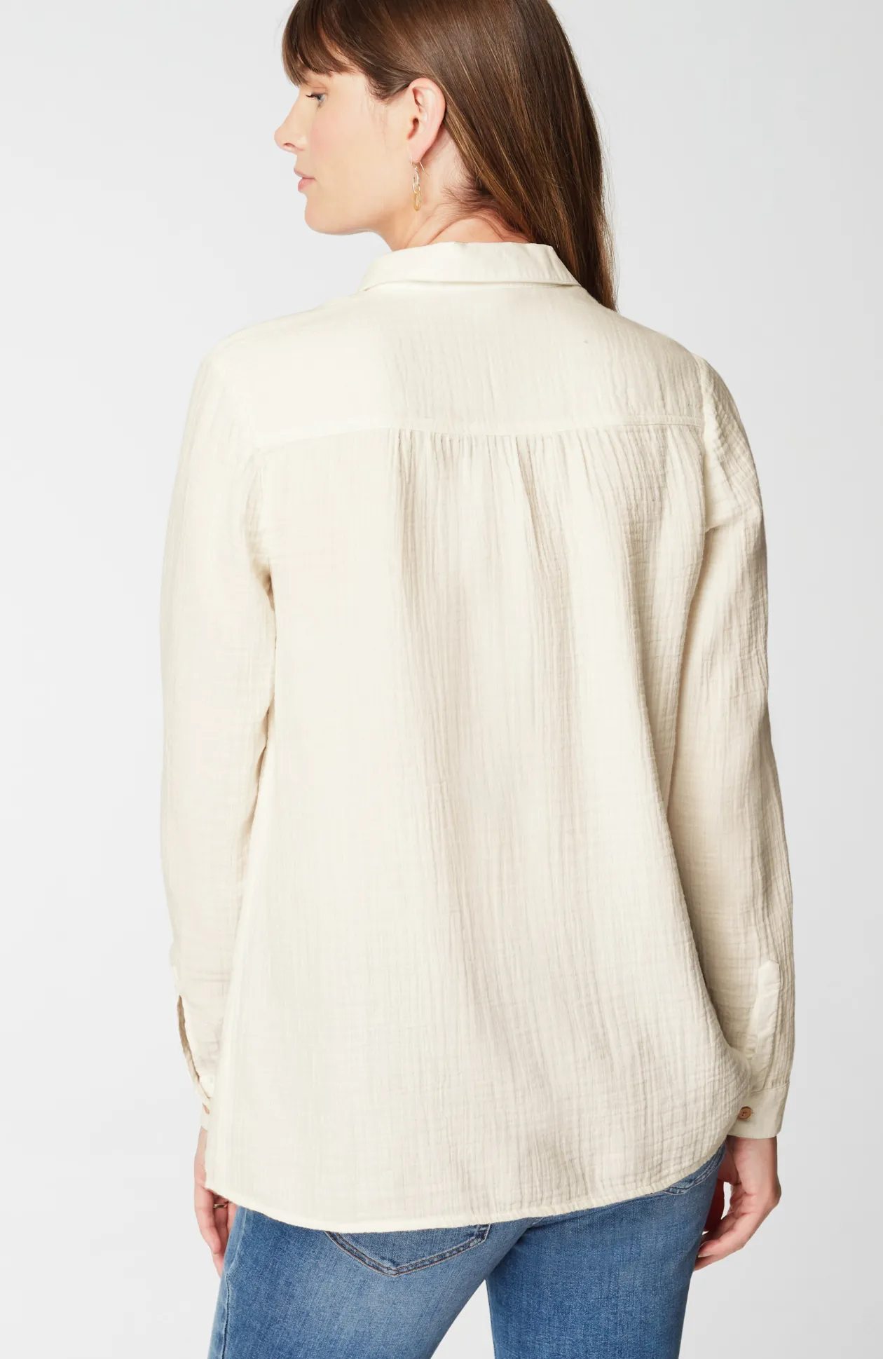 Cotton-Gauze Mixed-Media Shirt