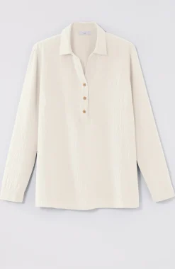 Cotton-Gauze Mixed-Media Shirt