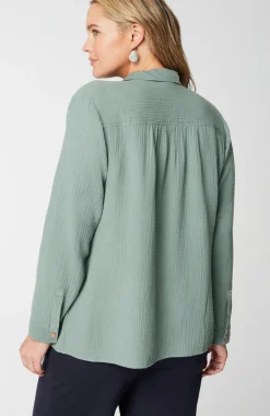 Cotton-Gauze Mixed-Media Shirt