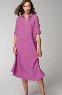Cotton-Gauze One-Pocket Shirtdress
