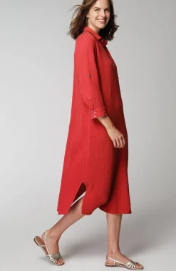 Cotton-Gauze One-Pocket Shirtdress