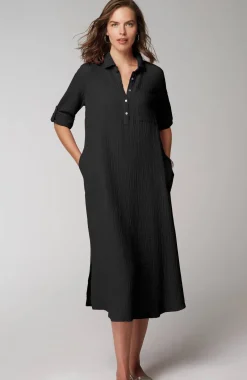 Cotton-Gauze One-Pocket Shirtdress